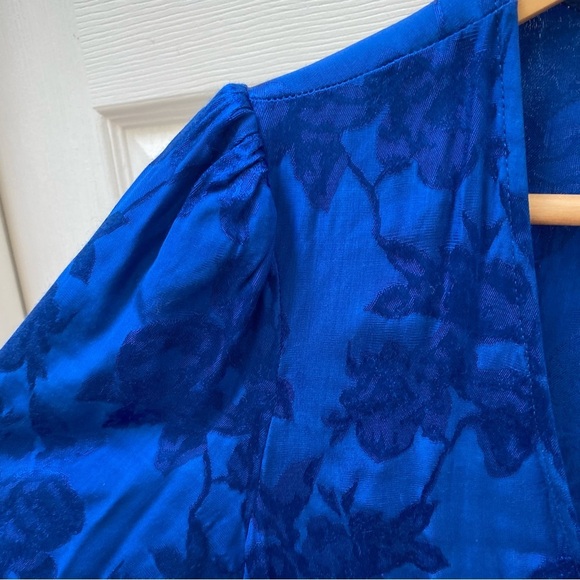 Majorelle Revolve blue floral wrap dress silky Bedford Mini Dress - Picture 7 of 8